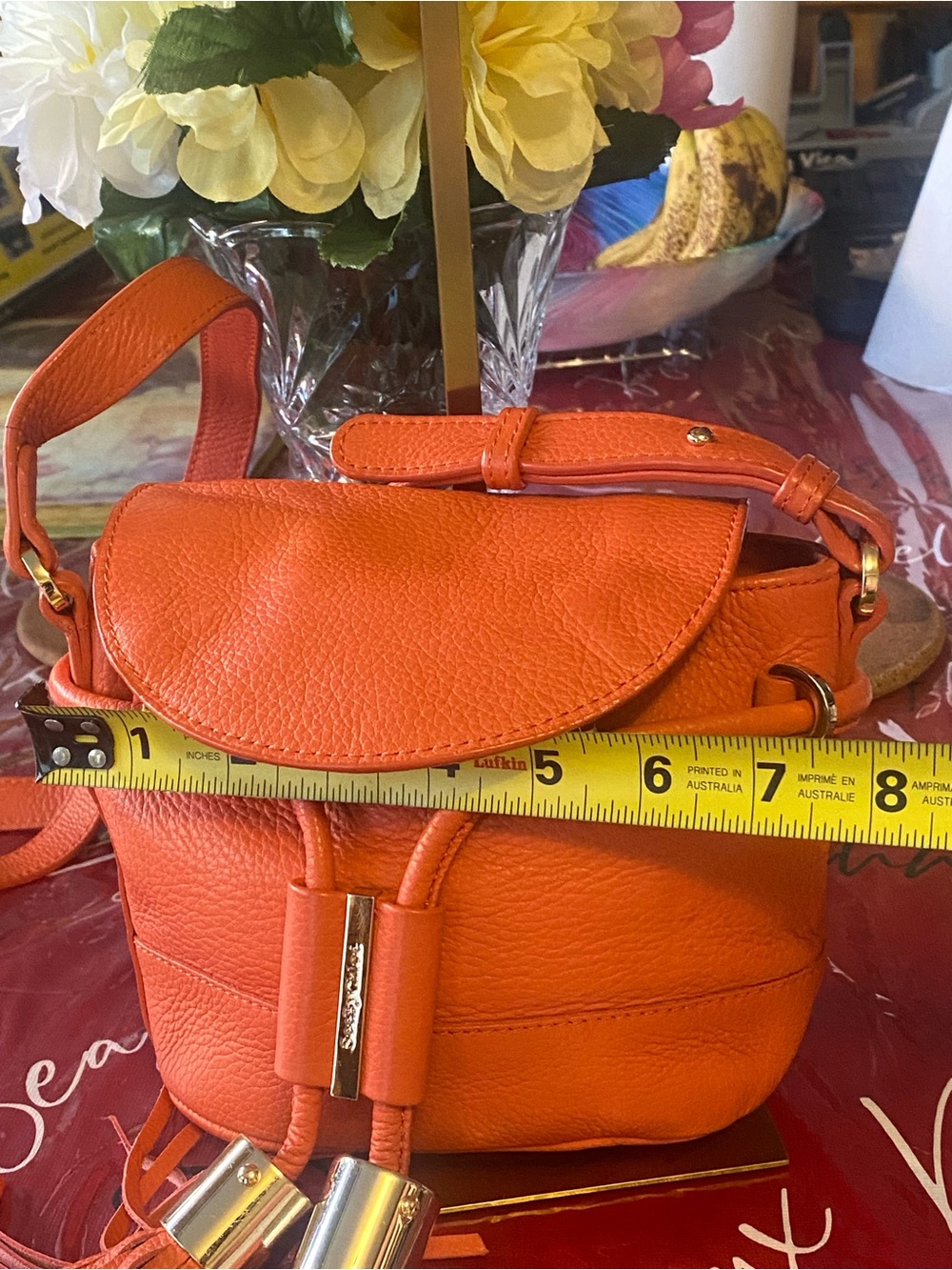 See By Chloé Orange Pebbled Leather Mini Bucket Bag with Tassels - Picture 6 of 15